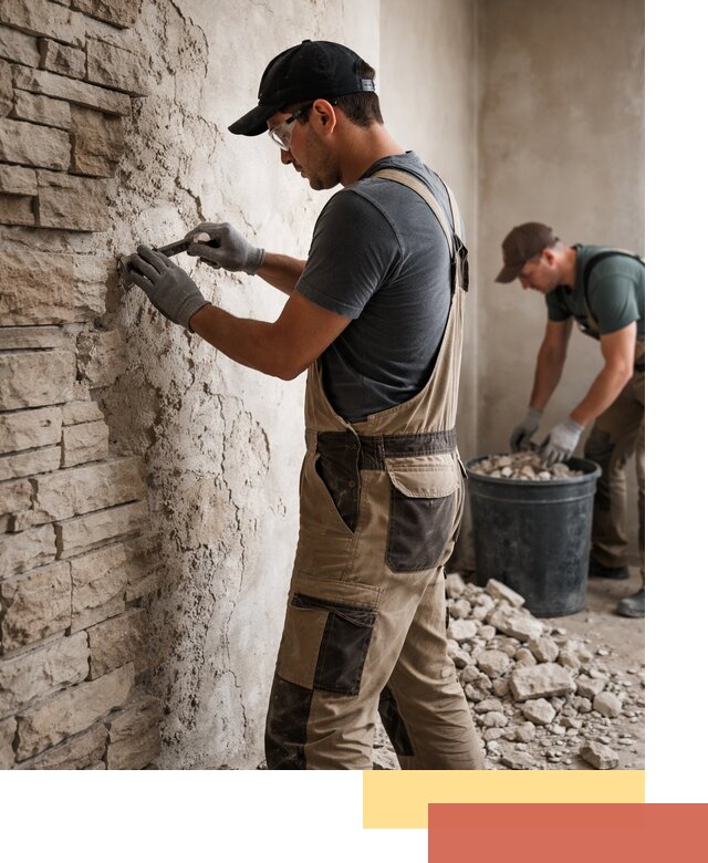 Демонтаж декоративного камня в Химках профессионально и безопасно