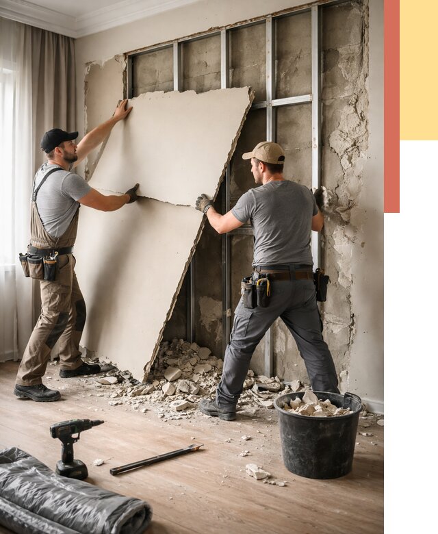 Демонтаж гипсокартона со стен в Химках от 363 руб. — услуги демонтажа | ОТДЕЛОЧНИК-Хмк