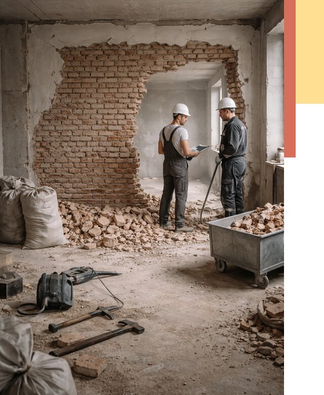 Демонтаж кирпичных стен в Химках от 4354 руб. — быстро, недорого, под ключ | ОТДЕЛОЧНИК-Хмк