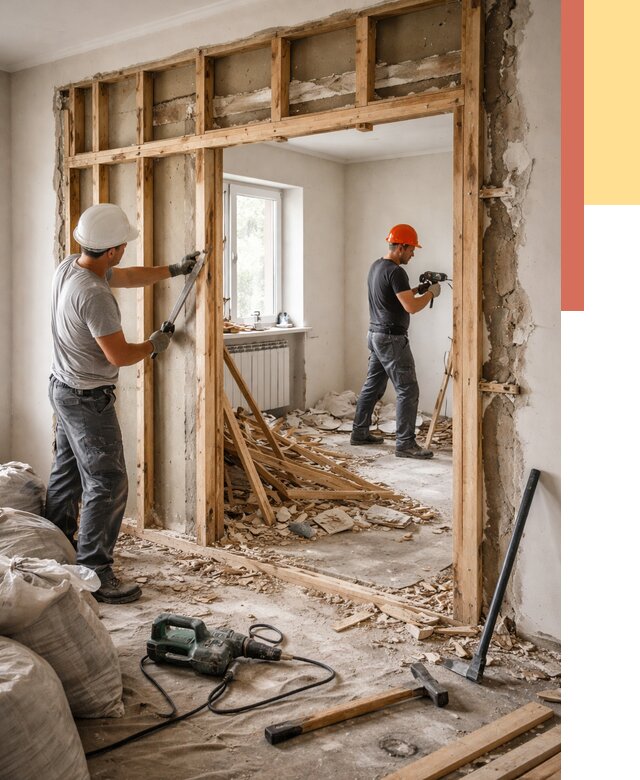 Демонтаж деревянных перегородок в Химках от 3317 руб. — быстро и недорого | ОТДЕЛОЧНИК-Хмк