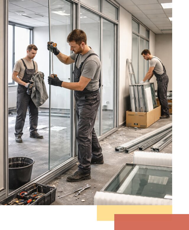 Демонтаж стеклянных перегородок в Химках быстро и безопасно