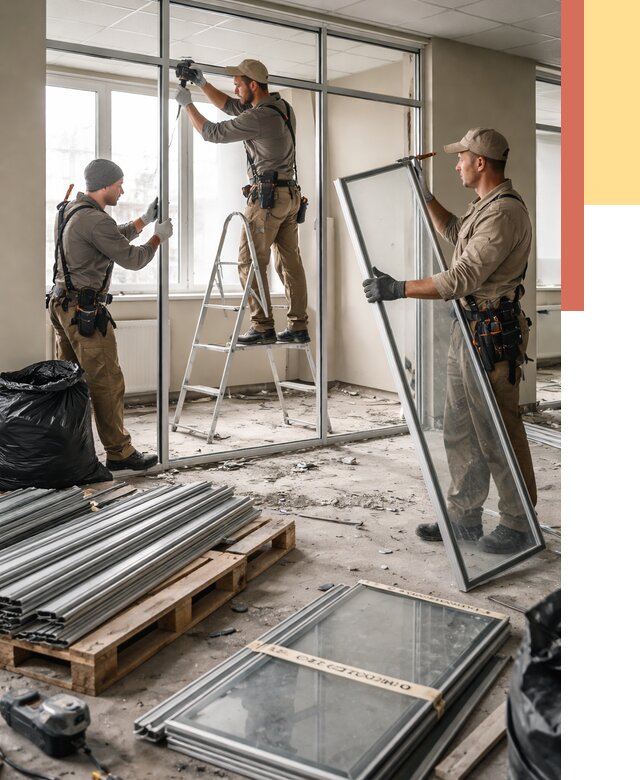 Демонтаж алюминиевых перегородок в Химках от 4354 руб. — быстро и недорого | ОТДЕЛОЧНИК-Хмк