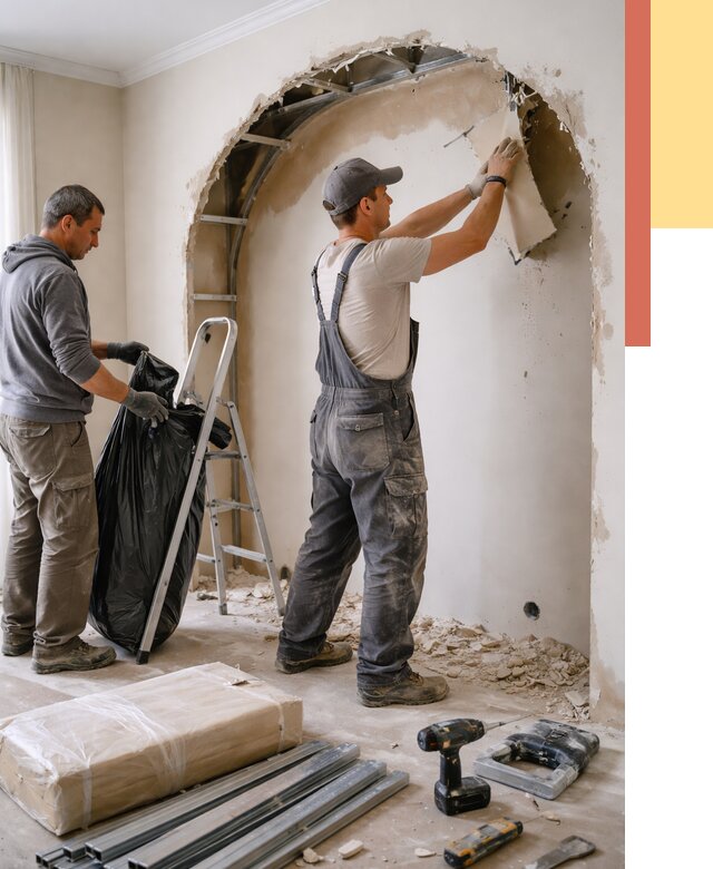 Демонтаж арки из гипсокартона в Химках от 3628 руб. — услуги под ключ | ОТДЕЛОЧНИК-Хмк