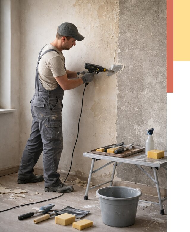 Очистка стен от клея в Химках от 1918 руб. — снятие и удаление клея со стен | ОТДЕЛОЧНИК-Хмк