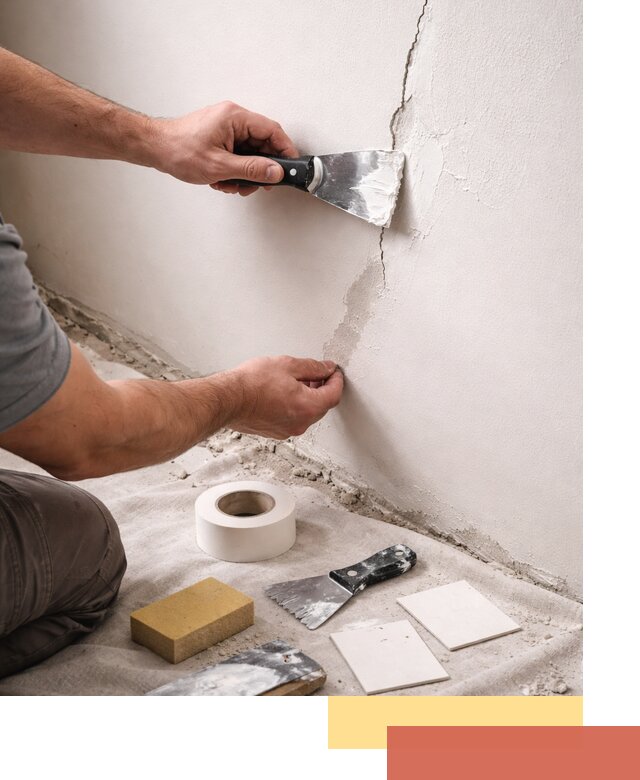 Заделка трещин и сколов в стенах и потолках в Химках