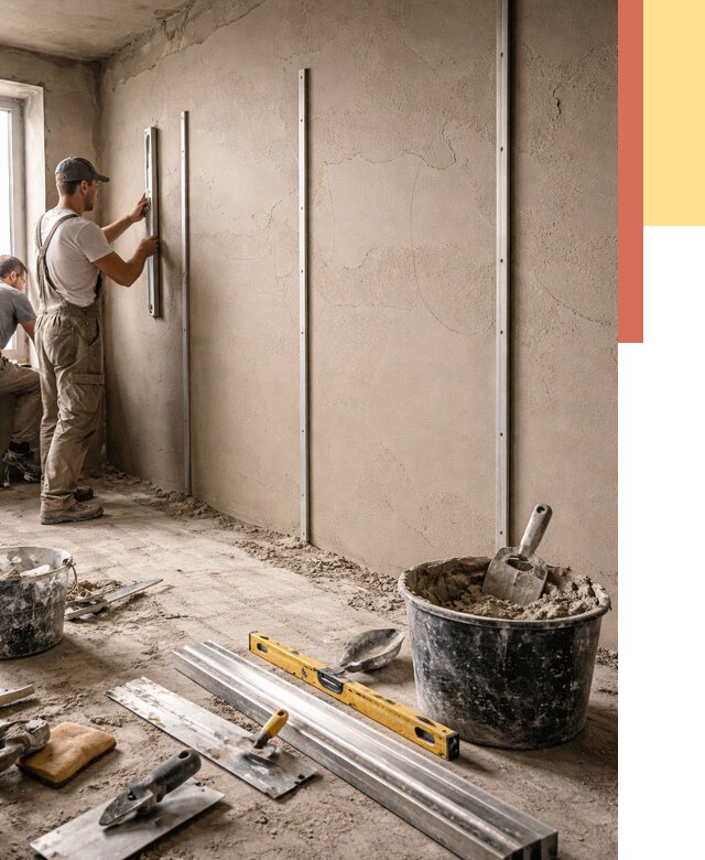 Штукатурка стен по маякам в Химках от 5702 руб./м² — выравнивание под ключ | ОТДЕЛОЧНИК-Хмк