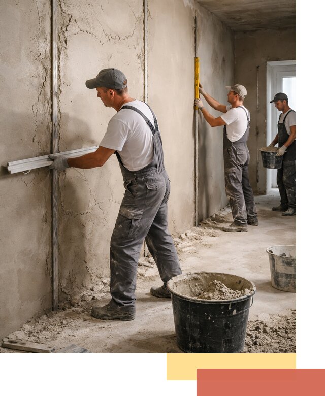 Штукатурка стен по маякам в Химках — точная и ровная поверхность