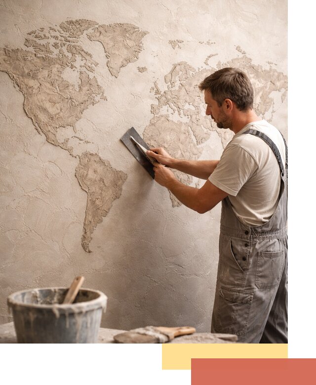 Декоративная штукатурка «Карта мира» под ключ в Химках