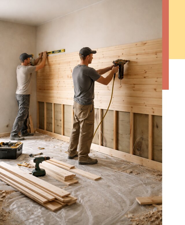 Монтаж деревянной вагонки на стены в Химках от 7775 руб. | Услуги монтажа вагонки | ОТДЕЛОЧНИК-Хмк