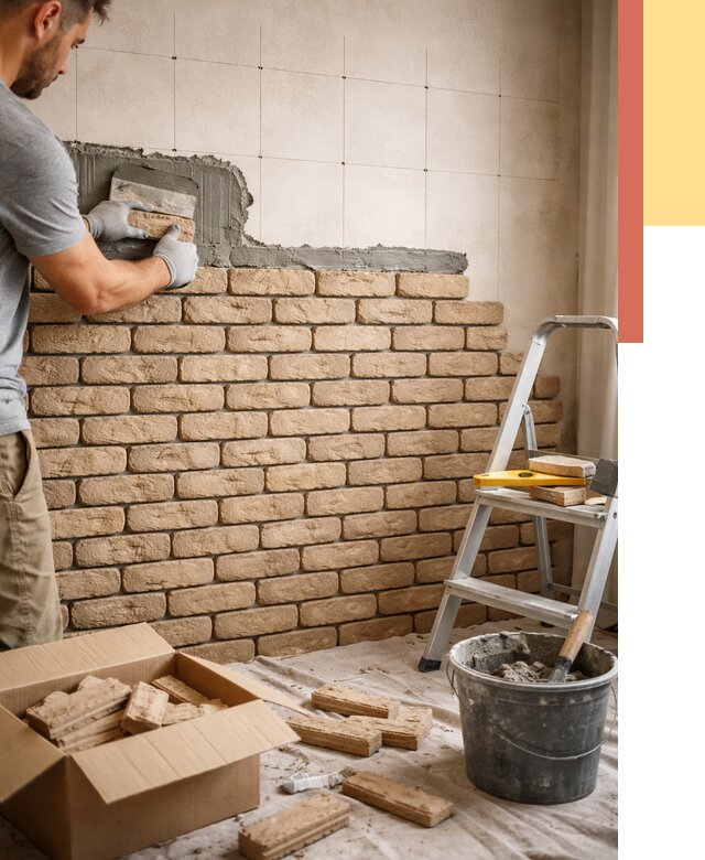 Монтаж декоративного кирпича в Химках от 3317 руб./м² — быстро и недорого | ОТДЕЛОЧНИК-Хмк