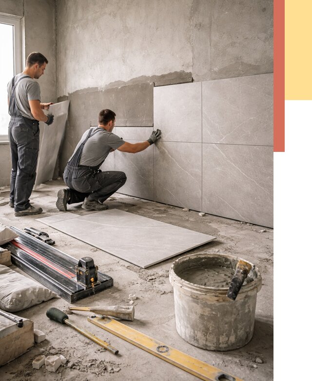 Облицовка стен керамогранитом в Химках от 4354 руб./м² — услуги под ключ | ОТДЕЛОЧНИК-Хмк