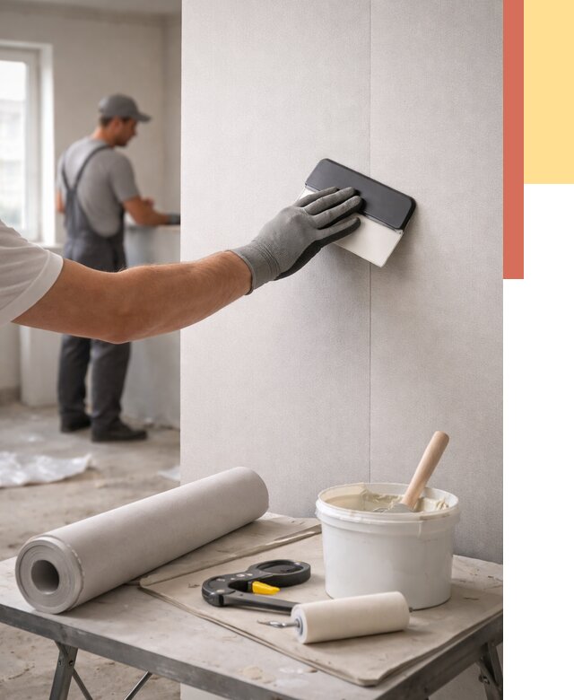 Поклейка обоев под покраску в Химках от 3628 руб. за м2 | ОТДЕЛОЧНИК-Хмк