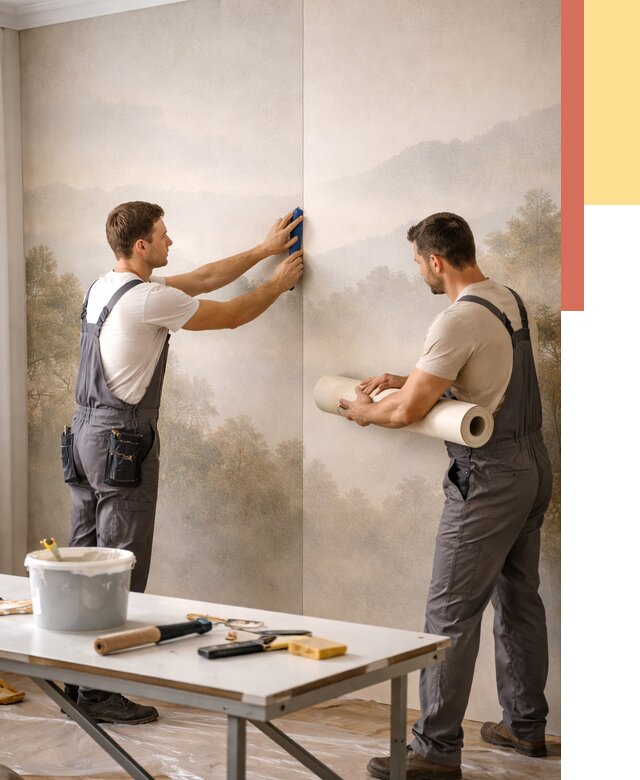 Поклейка фотообоев в Химках от 8812 руб/м² — быстро и недорого | ОТДЕЛОЧНИК-Хмк