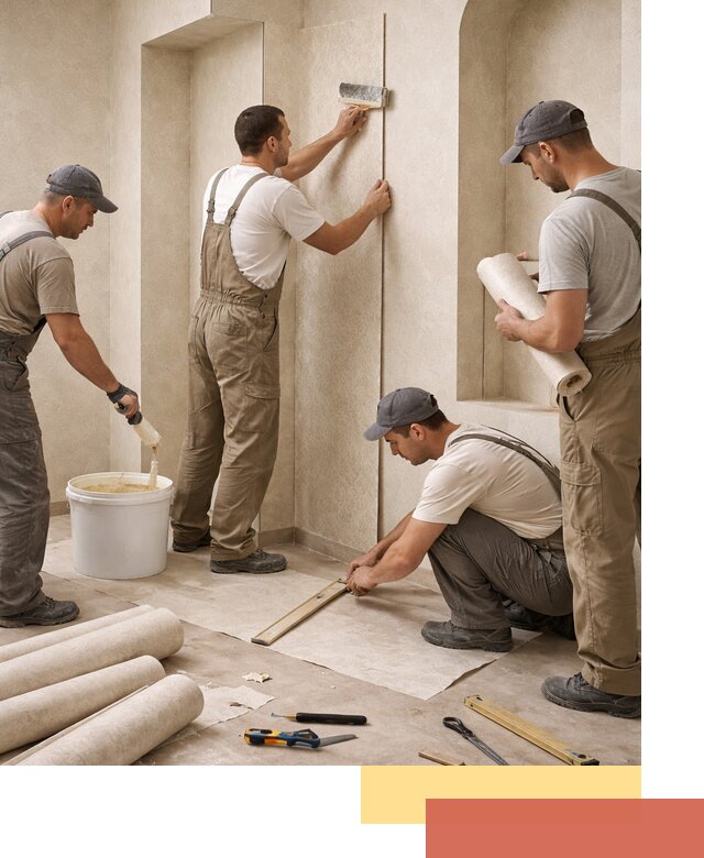 Поклейка обоев на сложные стены и неровные поверхности в Химках