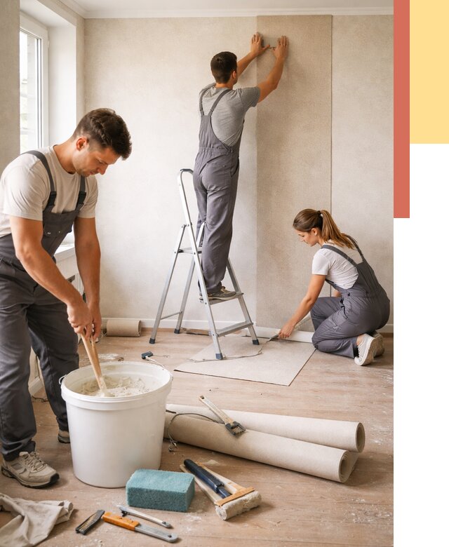 Оклейка стен обоями в Химках от 3628 руб/м2 — быстро и недорого | ОТДЕЛОЧНИК-Хмк