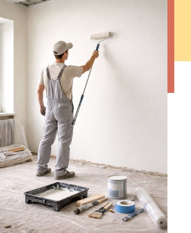 Покраска стен водоэмульсионной краской в Химках от 467 руб. за м² | ОТДЕЛОЧНИК-Хмк