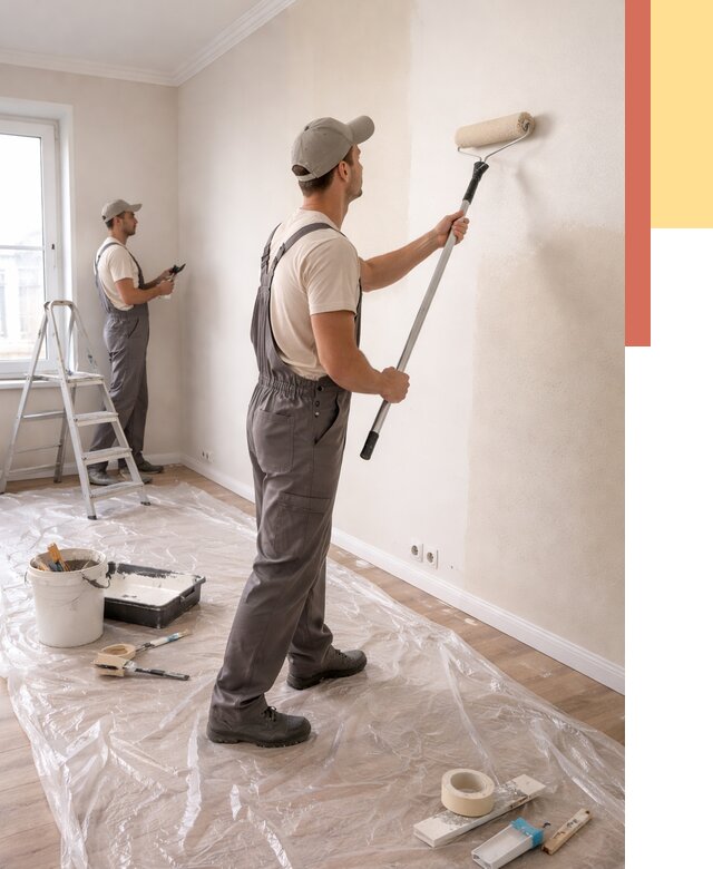 Покраска стен акриловой краской в Химках от 3628 руб./м² — быстро и недорого | ОТДЕЛОЧНИК-Хмк