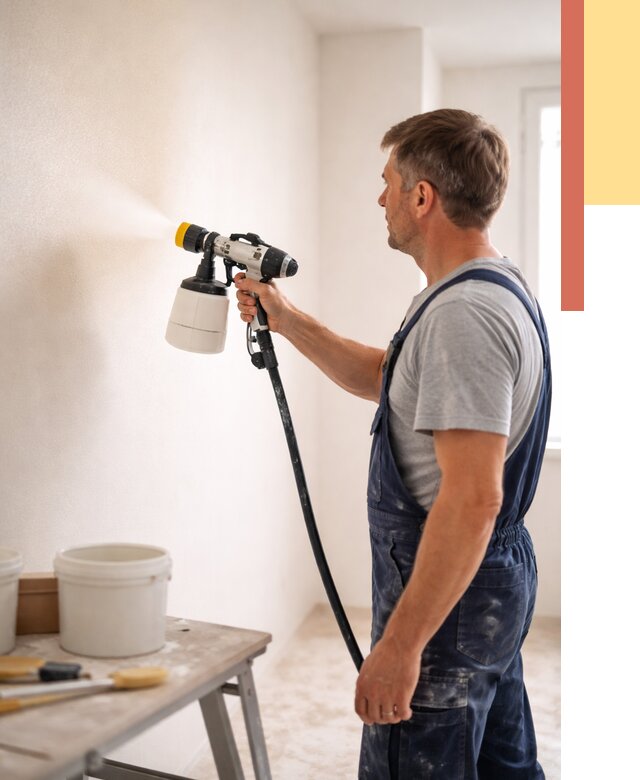 Покраска стен краскопультом в Химках от 7775 руб. — механизированная покраска | ОТДЕЛОЧНИК-Хмк