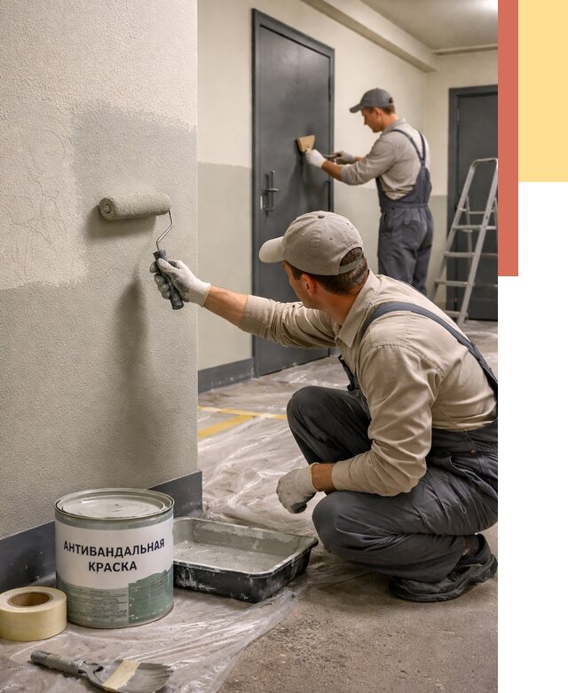 Покраска стен антивандальной краской в Химках от 4665 руб./м² под ключ | ОТДЕЛОЧНИК-Хмк