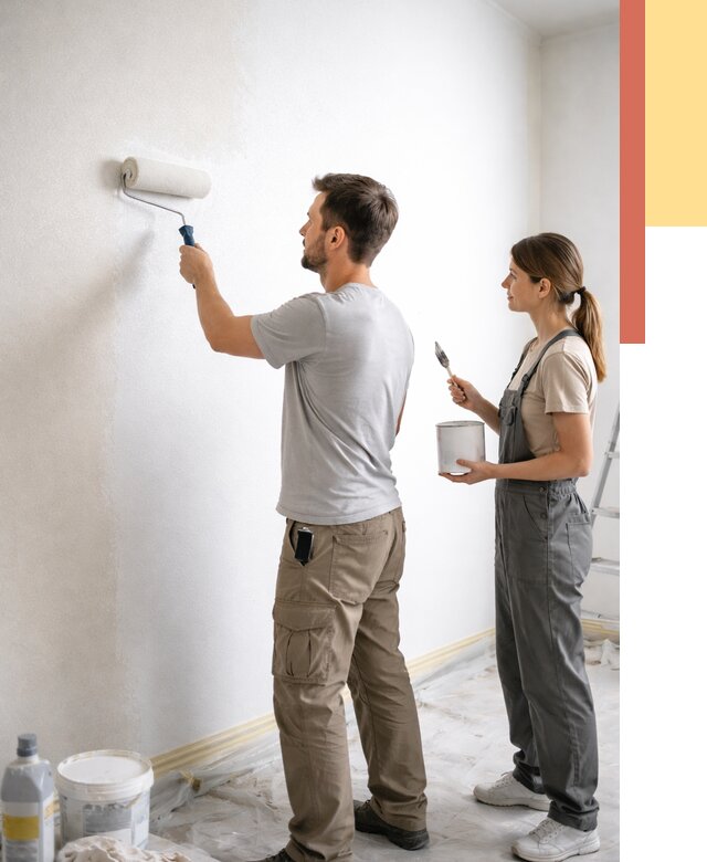 Окраска стен по стеклохолсту в Химках от 4665 руб/м² под ключ | ОТДЕЛОЧНИК-Хмк