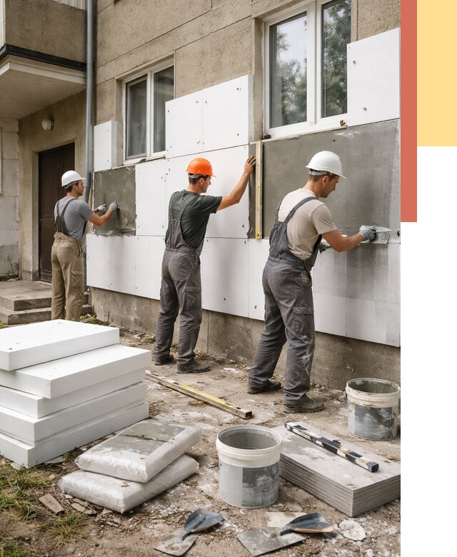 Утепление стен пенопластом в Химках от 1814 руб. — недорого и под ключ | ОТДЕЛОЧНИК-Хмк