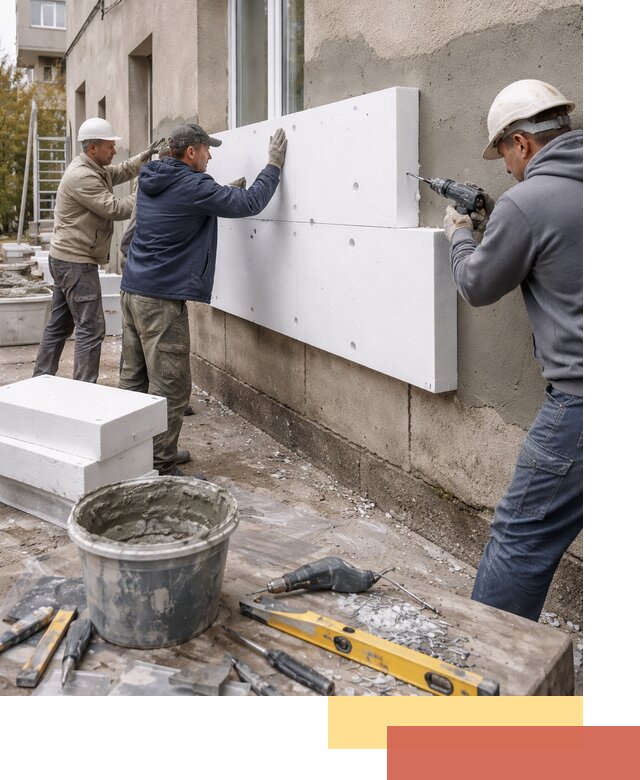 Утепление наружных стен пенопластом в Химках