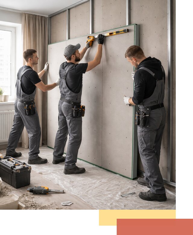 Шумоизоляция стен панелями ЗИПС в Химках для жилых и коммерческих помещений