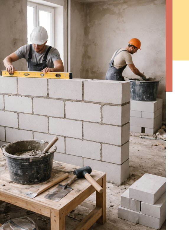 Кладка перегородок из газобетона в Химках от 3317 руб. под ключ | ОТДЕЛОЧНИК-Хмк