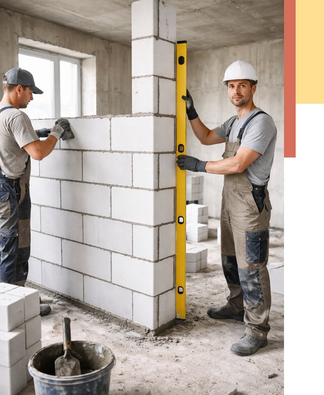 Кладка перегородок из пеноблока в Химках от 1866 руб. под ключ | ОТДЕЛОЧНИК-Хмк