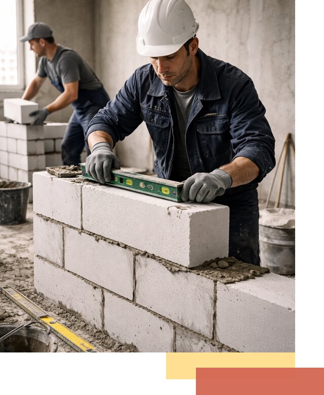 Кладка перегородок из пеноблока под ключ в Химках