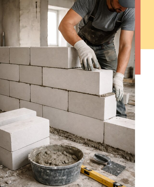 Кладка перегородок из силикатного блока в Химках от 4147 руб. под ключ | ОТДЕЛОЧНИК-Хмк