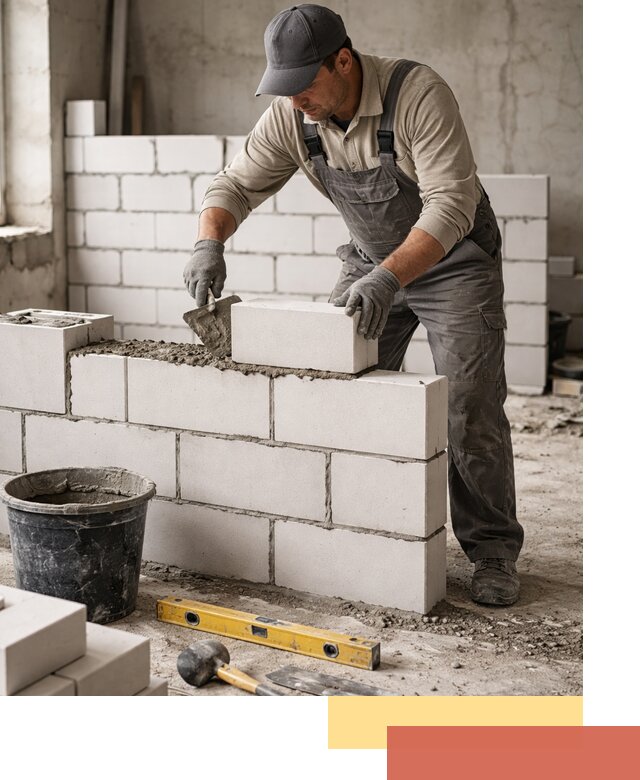 Кладка перегородок из силикатного блока в Химках