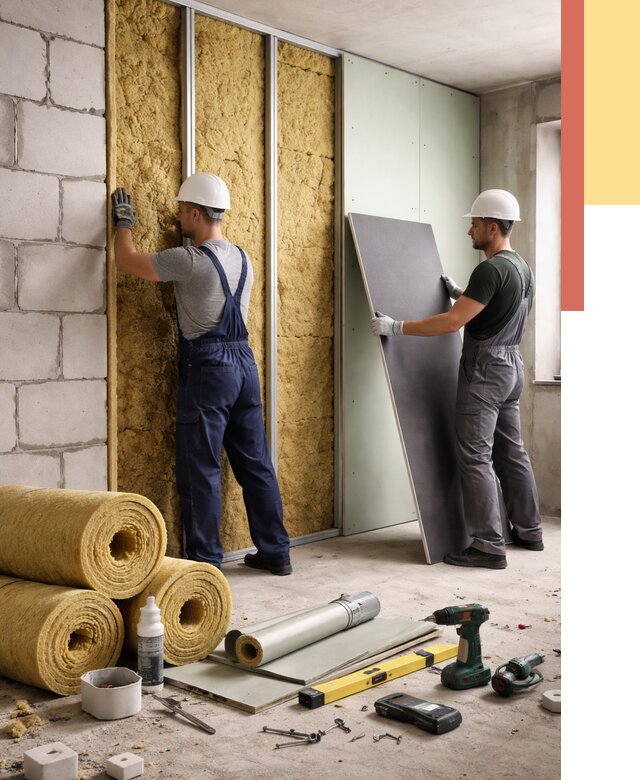 Шумоизоляция перегородок из блоков в Химках от 1918 руб./м² — быстро и недорого | ОТДЕЛОЧНИК-Хмк