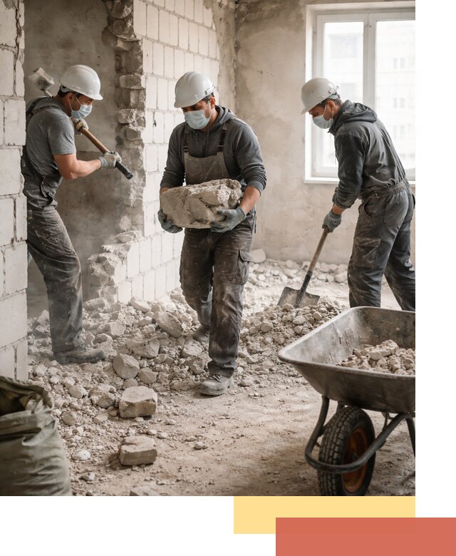 Демонтаж блочных перегородок в Химках быстро и аккуратно