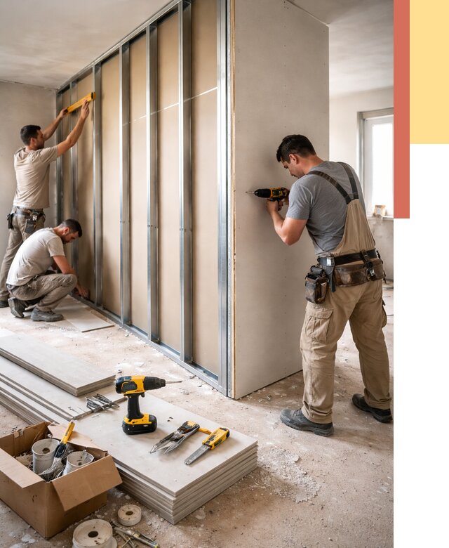 Монтаж однослойной перегородки из гипсокартона в Химках от 674 руб. | ОТДЕЛОЧНИК-Хмк