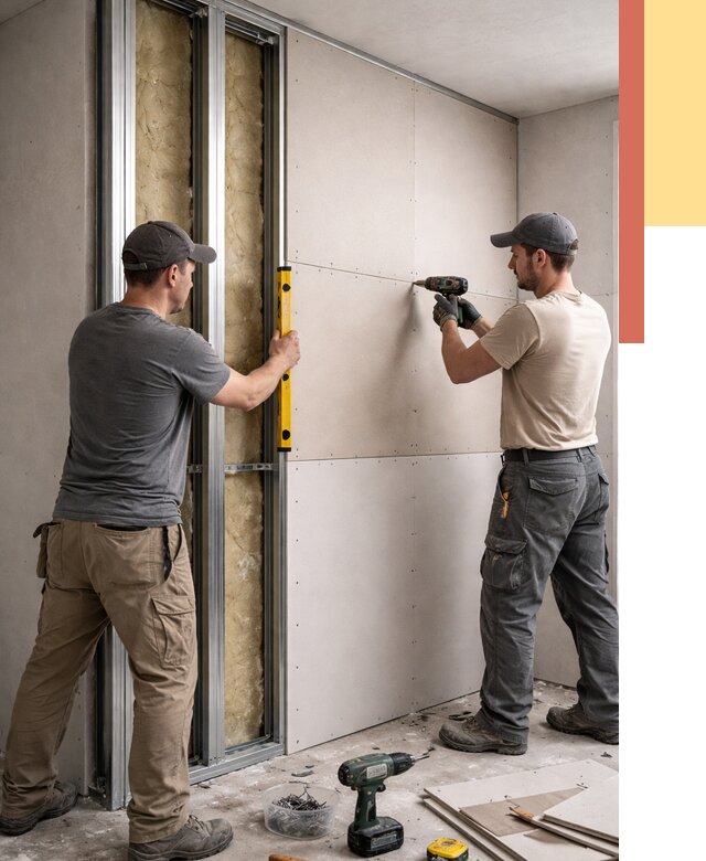 Монтаж двухслойной перегородки из гипсокартона в Химках от 1503 руб. | ОТДЕЛОЧНИК-Хмк