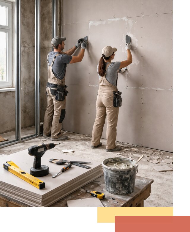 Монтаж двухслойной перегородки из гипсокартона в Химках