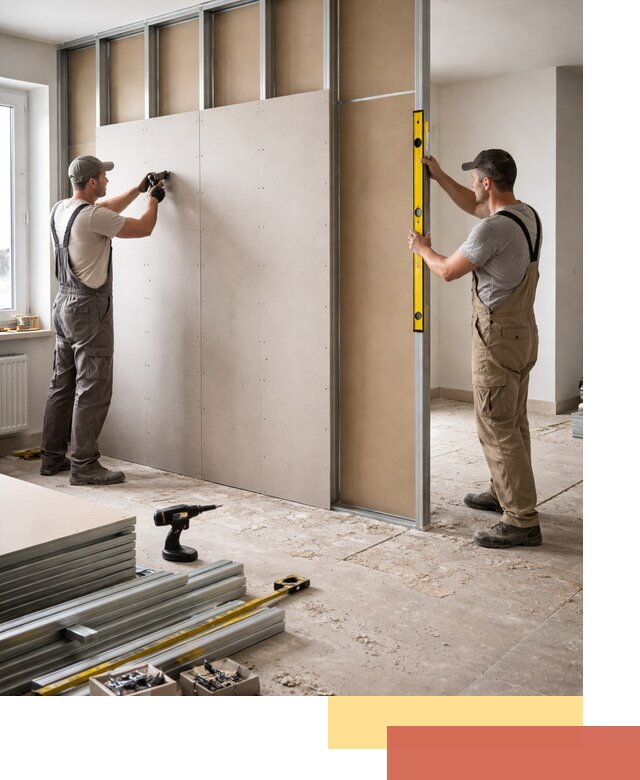 Зонирующая перегородка из гипсокартона под ключ в Химках