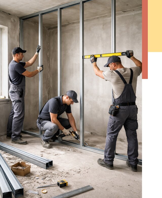 Монтаж каркаса перегородки из профиля в Химках от 778 руб. | ОТДЕЛОЧНИК-Хмк