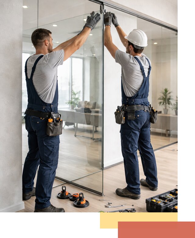 Безрамные стеклянные перегородки под ключ в Химках