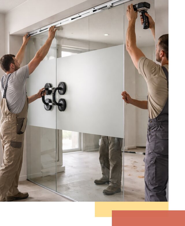 Матовые стеклянные перегородки под ключ в Химках