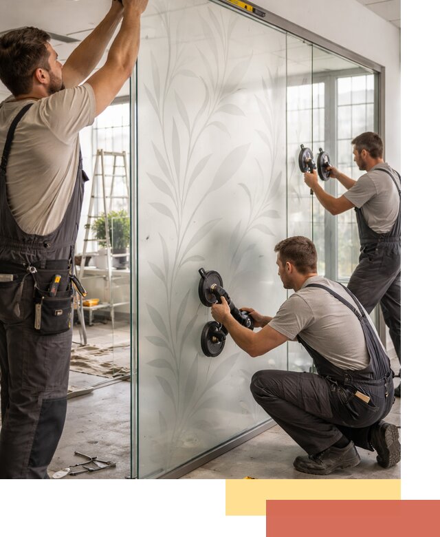 Стеклянные перегородки с рисунком на заказ в Химках