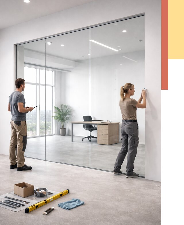 Перегородки из закаленного стекла в Химках от 9849 руб. под ключ | ОТДЕЛОЧНИК-Хмк