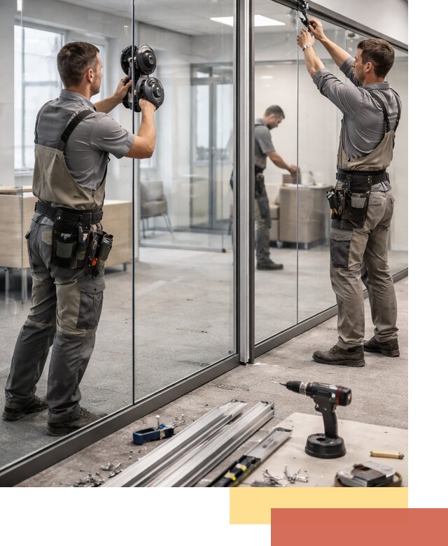 Стеклянные офисные перегородки под ключ в Химках