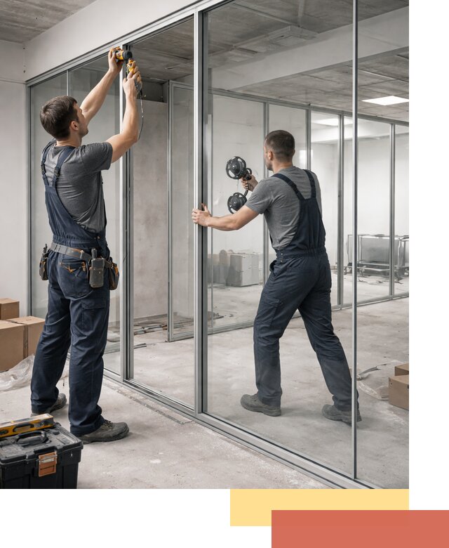 Алюминиевые перегородки со стеклом в Химках — изготовление и монтаж