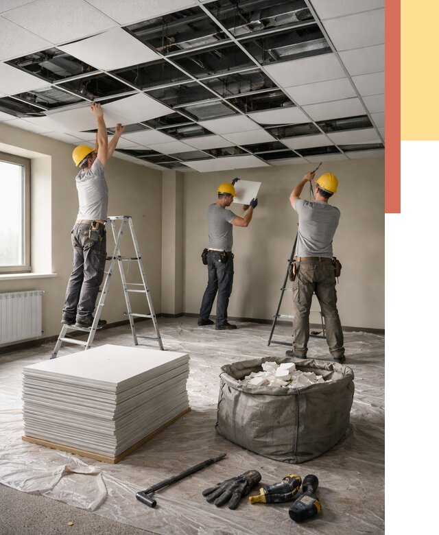 Демонтаж потолка Армстронг в Химках от 4665 руб. быстро и недорого | ОТДЕЛОЧНИК-Хмк