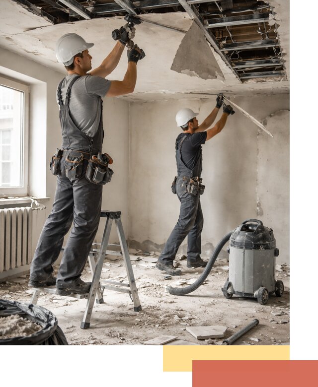 Демонтаж гипсокартонного потолка в Химках быстро и аккуратно