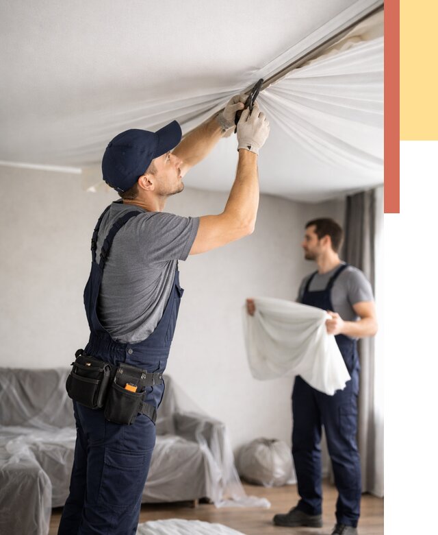 Демонтаж натяжного потолка в Химках от 4665 руб. — снятие и разбор под ключ | ОТДЕЛОЧНИК-Хмк