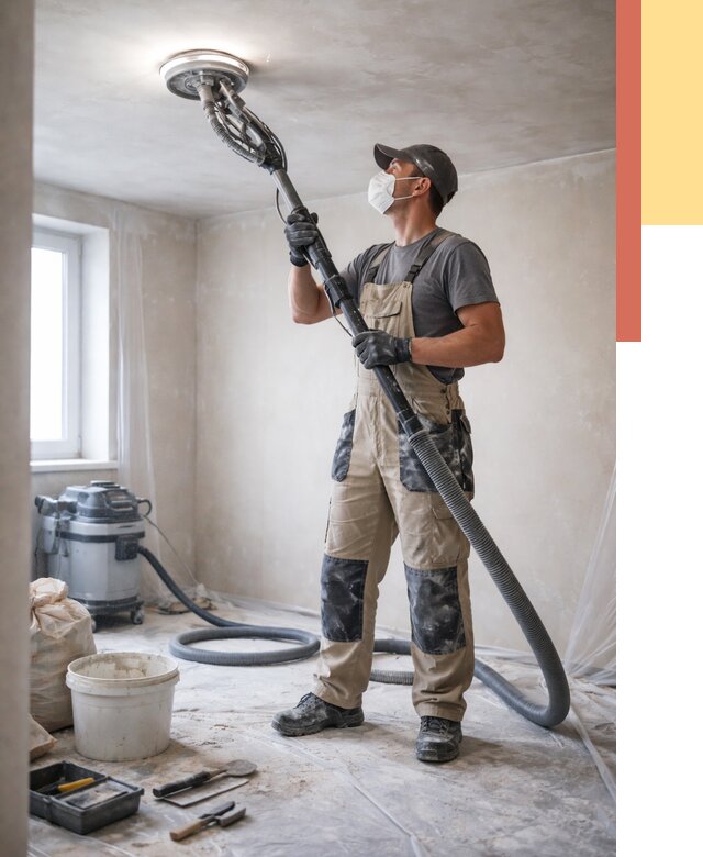 Шлифовка потолка в Химках от 3628 руб. — услуги шлифования потолка | ОТДЕЛОЧНИК-Хмк