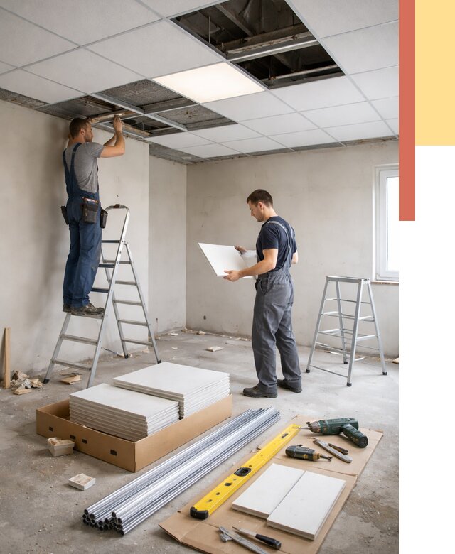 Монтаж потолка армстронг в Химках от 4665 руб/м2 — быстрая установка под ключ | ОТДЕЛОЧНИК-Хмк